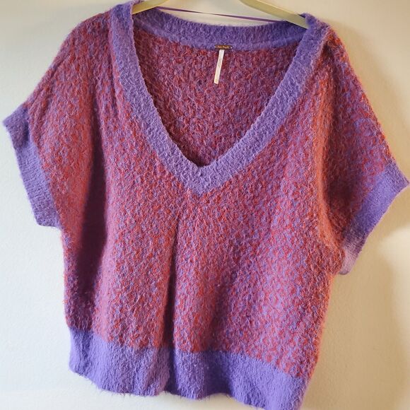Free People Through The Motions V Neck Sweater Vest Supernova Combo XS Boxy Crop - Picture 1 of 16
